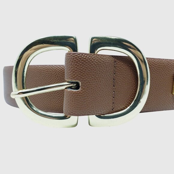 Steve Madden Womens Brown Synthetic Belt With Gold Buckle Size S - Picture 2 of 6